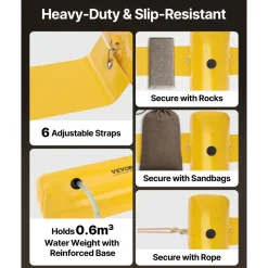 VEVOR Flood Barrier, 12 ft Length x 12 in Height Sandbag Alternative, Water Barrier for Flooding with Great Waterproof Effect, Reusable PVC Water Diversion Tubes, Flood Barriers for Home, Door, Garage
