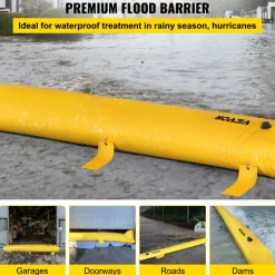VEVOR Flood Barrier, 24 ft Length x 6 in Height Sandbag Alternative, Water Barrier for Flooding with Great Waterproof Effect, Reusable PVC Water Diversion Tubes, Flood Barriers for Home, Door, Garage