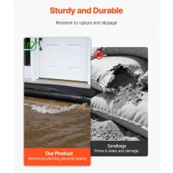 VEVOR Flood Barrier, 8 Pack, 10 x 0.7 ft Flood Bags Activated by Water, Reusable Water Absorbent Barrier, Sandless Sandbags Blockage, Flooding Prevention Bags for Home, Doorway, Basement, Garage