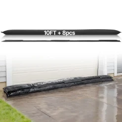 VEVOR Flood Barrier, 8 Pack, 10 x 0.7 ft Flood Bags Activated by Water, Reusable Water Absorbent Barrier, Sandless Sandbags Blockage, Flooding Prevention Bags for Home, Doorway, Basement, Garage