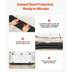VEVOR Flood Barrier, 4 Pack, 5 x 0.7 ft Flood Bags Activated by Water, Reusable Water Absorbent Barrier, Sandless Sandbags Blockage, Flooding Prevention Bags for Home, Doorway, Basement, Garage