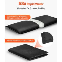 VEVOR Flood Barrier, 6 Pack, 2.7 x 1.4 ft Flood Bags Activated by Water, Reusable Water Absorbent Barrier, Sandless Sandbags Blockage, Flooding Prevention Bags for Home, Doorways, Basement, Garage