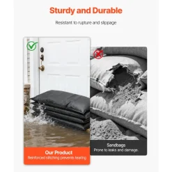 VEVOR Flood Barrier, 6 Pack, 2.7 x 1.4 ft Flood Bags Activated by Water, Reusable Water Absorbent Barrier, Sandless Sandbags Blockage, Flooding Prevention Bags for Home, Doorways, Basement, Garage