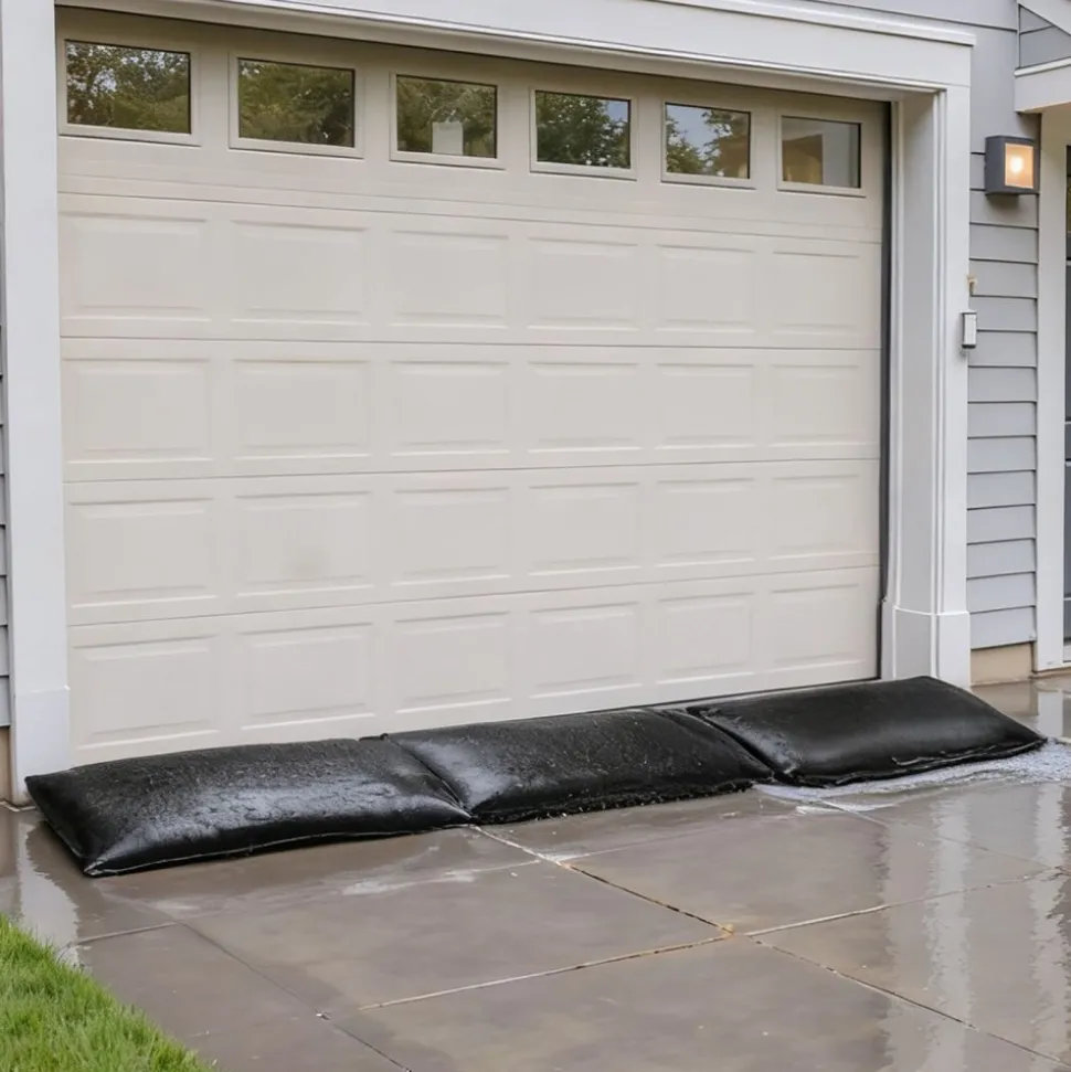 VEVOR Flood Barrier, 10 Pack, 1.4 x 2.7 ft Flood Bags with Bucket, Reusable Water Absorbent Barrier Activated by Water, Sandless Sandbags Blockage, Flooding Prevention Bags for Door, Basement, Garage