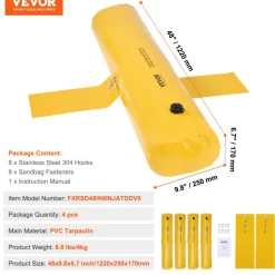 VEVOR Flood Barriers, Sandbag Alternative Flood Bags 4 Pack, Â Flood Barrier for Home, Water Barriers for Flooding, Doorway, Driveway(4FTx6in)