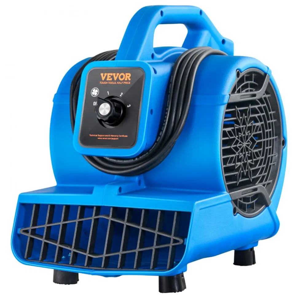 VEVOR Floor Blower, 1360 RPM 600 CFM, Air Mover for Drying and Cooling, Portable Carpet Dryer Fan with 4 Blowing Angles,3-Speeds Adjustment, for Janitorial, Home, Plumbing, Commercial Use