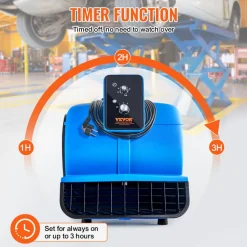 VEVOR Floor Blower, 1560 RPM 4000 CFM, Air Mover for Drying and Cooling, Portable Carpet Dryer Fan with 3 Blowing Angles, Timer, 3-Speeds Adjustment, for Janitorial, Home, Commercial Use