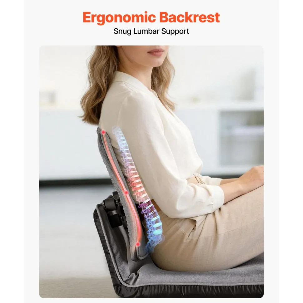 VEVOR Floor Chair, 5 Adjustable Positions Folding Floor Gaming Chair with Ergonomic Back Support, Sturdy Metal Frame with Recycled Foam and Linen Fabric, Multifunctional for Reading, Relaxing, Gray