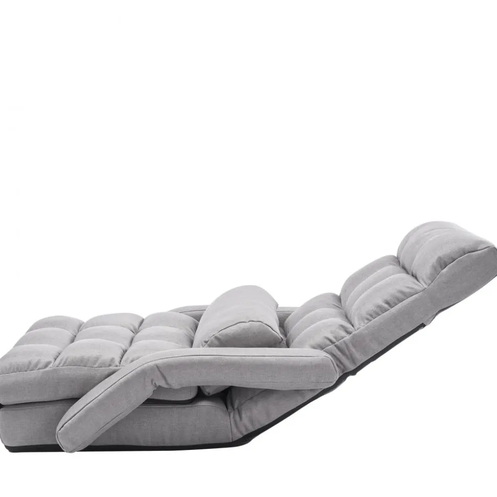 VEVOR Floor Chair, Floor Gaming Chair with 5 Adjustable Position and Back Support, Folding Sofa Chair with Armrest for Adults, Sofa Lounger Bed with Back Cushion for Living Room and Bedroom, Gray