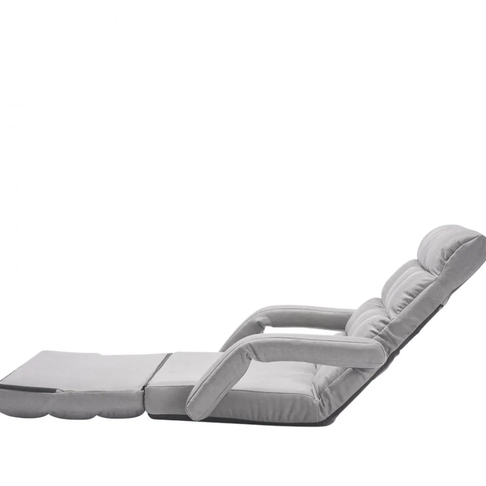 VEVOR Floor Chair, Floor Gaming Chair with 5 Adjustable Position and Back Support, Folding Sofa Chair with Armrest for Adults, Sofa Lounger Bed with Back Cushion for Living Room and Bedroom, Gray
