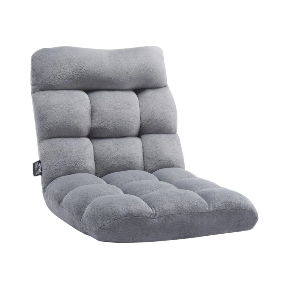 VEVOR Floor Chair, Recycled Foam Folding Sofa Chair with 14 Adjustable Positions, Multifunctional Floor Chair with Back Support Ideal for Sleeping Reading, Floor Gaming Chair Suitable for Kids, Gray
