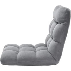 VEVOR Floor Chair, Recycled Foam Folding Sofa Chair with 14 Adjustable Positions, Multifunctional Floor Chair with Back Support Ideal for Sleeping Reading, Floor Gaming Chair Suitable for Kids, Gray