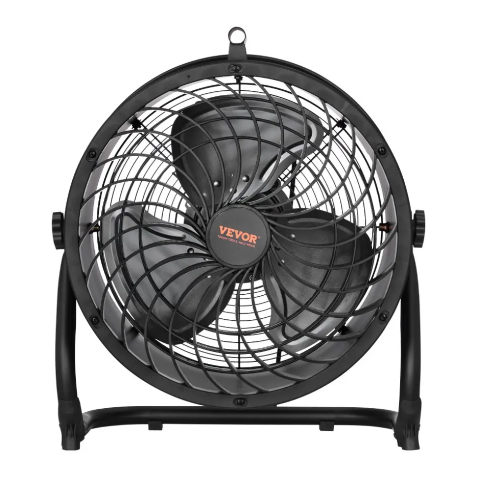 VEVOR Floor Fan, 3 Speeds High Velocity Heavy Duty 14 Inch Industrial Fan, 2520 CFM 360° Adjustable Tilt 23.62 ft/sec Airflow Large Metal Fan, for Home, Gym, Office, Garage, Commercial Shop & Bedroom