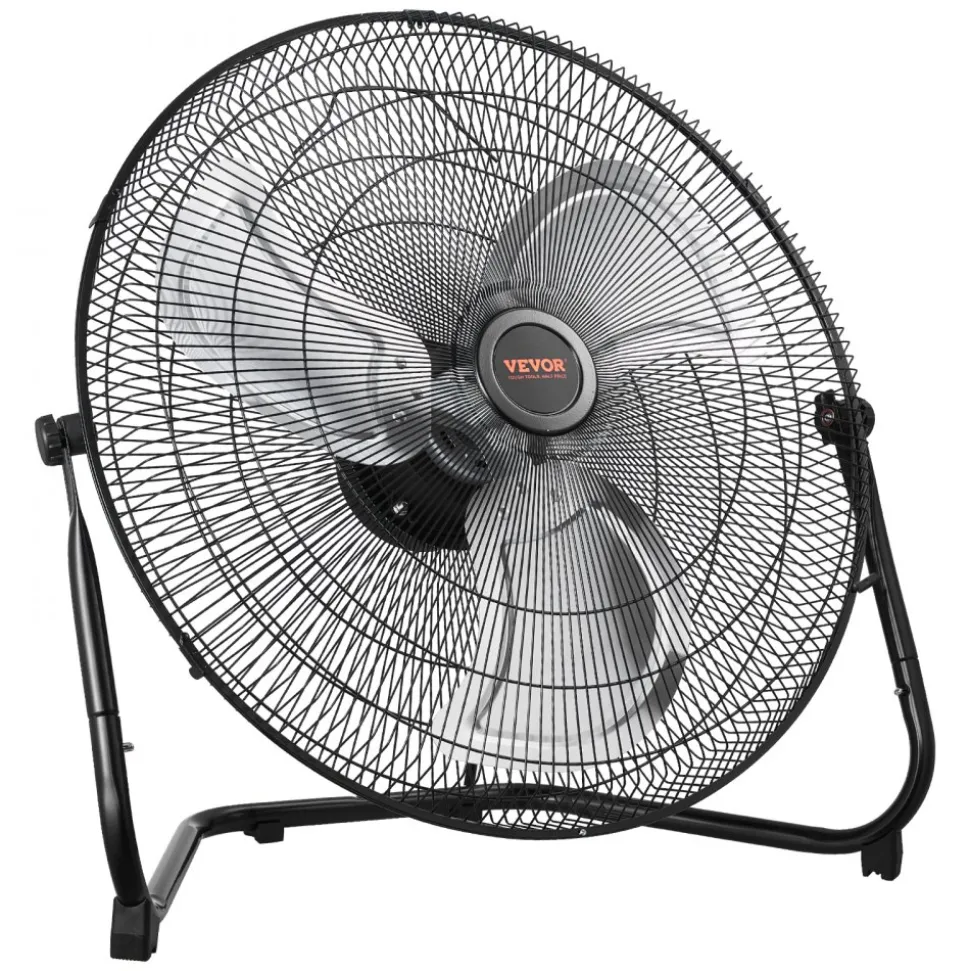 VEVOR Floor Fan, 3 Speeds High Velocity Heavy Duty 18 Inch Industrial Fan, 4000 CFM 360° Adjustable Tilt 19.69 ft/sec Airflow Large Metal Fan, for Home, Gym, Office, Garage, Commercial Shop & Bedroom