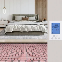 VEVOR Floor Heating Mat,100Sq.ft. 14℉-113℉ Electric Radiant Floor Heated Warm System with Digital Floor Sensing Thermostat, 110-120V Includes Installation Monitor, Adhesive Back for Easy Installation