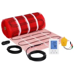 VEVOR Floor Heating Mat,100Sq.ft. 14℉-113℉ Electric Radiant Floor Heated Warm System with Digital Floor Sensing Thermostat, 110-120V Includes Installation Monitor, Adhesive Back for Easy Installation