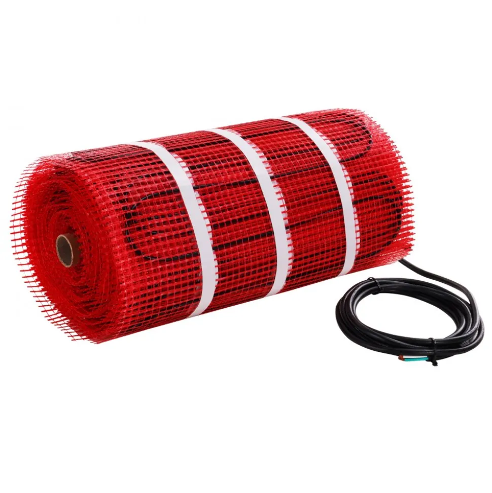 VEVOR Floor Heating Mat,100Sq.ft. 14℉-113℉ Electric Radiant Floor Heated Warm System with Digital Floor Sensing Thermostat, 110-120V Includes Installation Monitor, Adhesive Back for Easy Installation