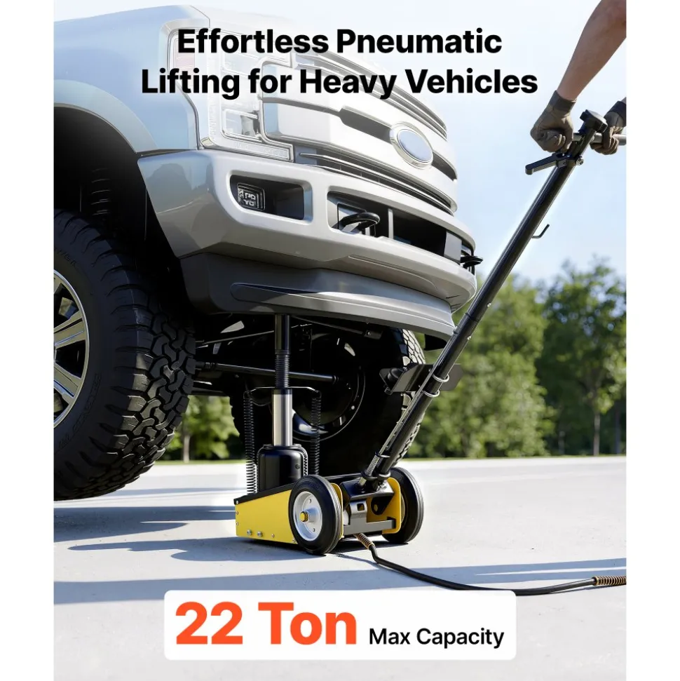 VEVOR Floor Jack, 22 Ton (48501 lbs) Capacity, Steel Racing Floor Jack with Single Piston Quick Lift Pump & Extension Posts, Air Hydraulic Trolley Car Lift for SUVs, Pickups, Lifting Range 10.4"-21.3"