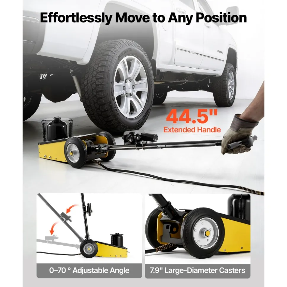 VEVOR Floor Jack, 22 Ton (48501 lbs) Capacity, Steel Racing Floor Jack with Single Piston Quick Lift Pump & Extension Posts, Air Hydraulic Trolley Car Lift for SUVs, Pickups, Lifting Range 10.4"-21.3"