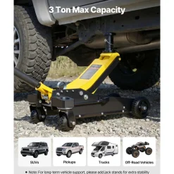 VEVOR Floor Jack, 3 Ton (6614 lbs) Capacity, Aluminum & Steel Racing Floor Jack with Dual Pistons Quick Lift Pump & Extension Post, Hydraulic Trolley Car Lift for SUV Pickup, Lifting Range 5.9"-29.3"
