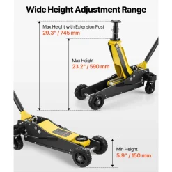 VEVOR Floor Jack, 3 Ton (6614 lbs) Capacity, Aluminum & Steel Racing Floor Jack with Dual Pistons Quick Lift Pump & Extension Post, Hydraulic Trolley Car Lift for SUV Pickup, Lifting Range 5.9
