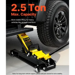 VEVOR Floor Jack, 2.5 Ton Low Profile Floor Jack, Heavy-duty Steel Racing Floor Jack With Single Piston Lift Pump, Floor Jack Lifting Range 3.35"-14.96"