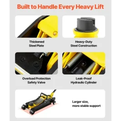 VEVOR Floor Jack, 2.5 Ton Low Profile Floor Jack, Heavy-duty Steel Racing Floor Jack With Single Piston Lift Pump, Floor Jack Lifting Range 3.35