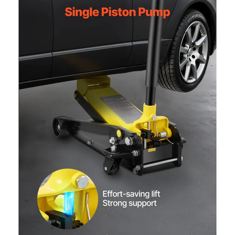 VEVOR Floor Jack, 3 Ton Low Profile Floor Jack, Heavy-duty Steel Racing Floor Jack with Single Piston Quick Lift Pump, Floor Jack Lifting Range 5.12"-20"