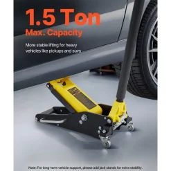 VEVOR Floor Jack, 1.5 Ton Low Profile Floor Jack, Aluminum and Steel Racing Floor Jack with Dual Pistons Quick Lift Pump, Floor Jack Lifting Range 3-3/20