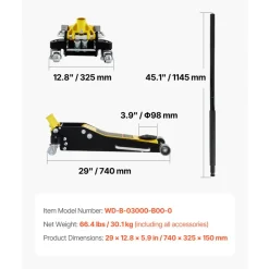VEVOR Floor Jack, 3 Ton Low Profile Floor Jack, Aluminum and Steel Racing Floor Jack with Dual Pistons Quick Lift Pump, Floor Jack Lifting Range 3-6/11