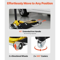 VEVOR Floor Jack, 3 Ton Low Profile Floor Jack, Aluminum and Steel Racing Floor Jack with Dual Pistons Quick Lift Pump, Floor Jack Lifting Range 3-6/11