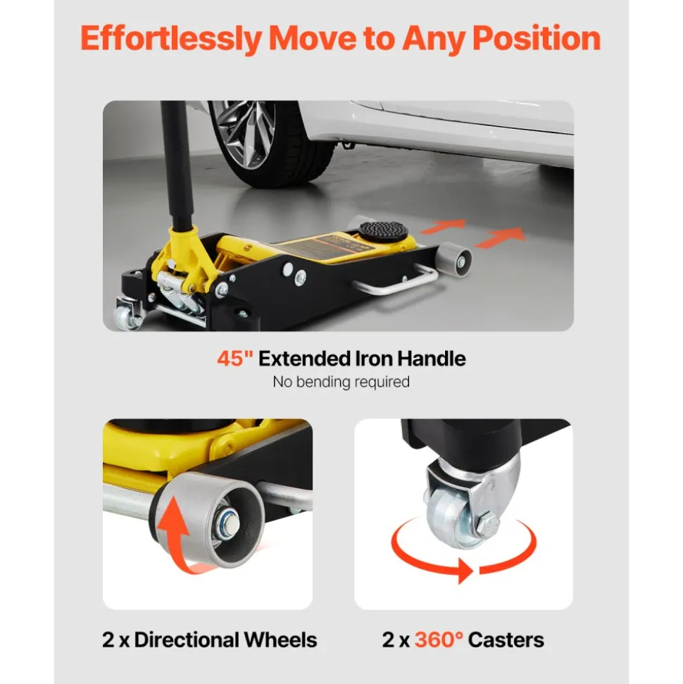 VEVOR Floor Jack, 3 Ton Low Profile Floor Jack, Aluminum and Steel Racing Floor Jack with Dual Pistons Quick Lift Pump, Floor Jack Lifting Range 3-6/11"-19-11/16"