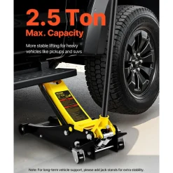 VEVOR Floor Jack, 2.5 Ton Low Profile Floor Jack, Heavy-duty Steel Racing Floor Jack with Dual Pistons Quick Lift Pump, Floor Jack Lifting Range 3.64