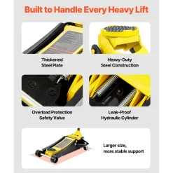 VEVOR Floor Jack, 2.5 Ton Low Profile Floor Jack, Heavy-duty Steel Racing Floor Jack with Dual Pistons Quick Lift Pump, Floor Jack Lifting Range 3.64