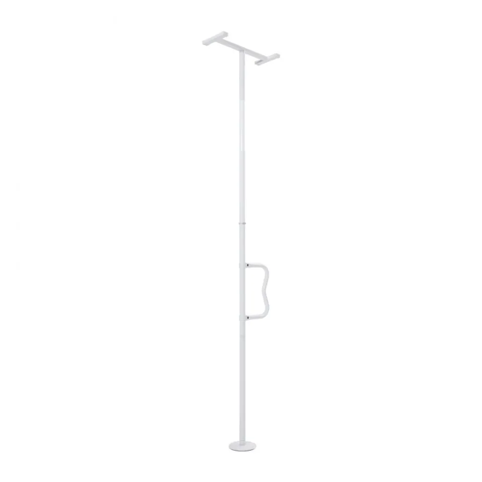 VEVOR Floor-to-Ceiling Transfer Pole, Tension Mounted Bathroom Grab Bar with Anti-Slip Curve Handle, 300 Lbs Capacity Security Pole for Elderly, Ideal Senior Safety Pole for 7-10 Ft Ceilings, White