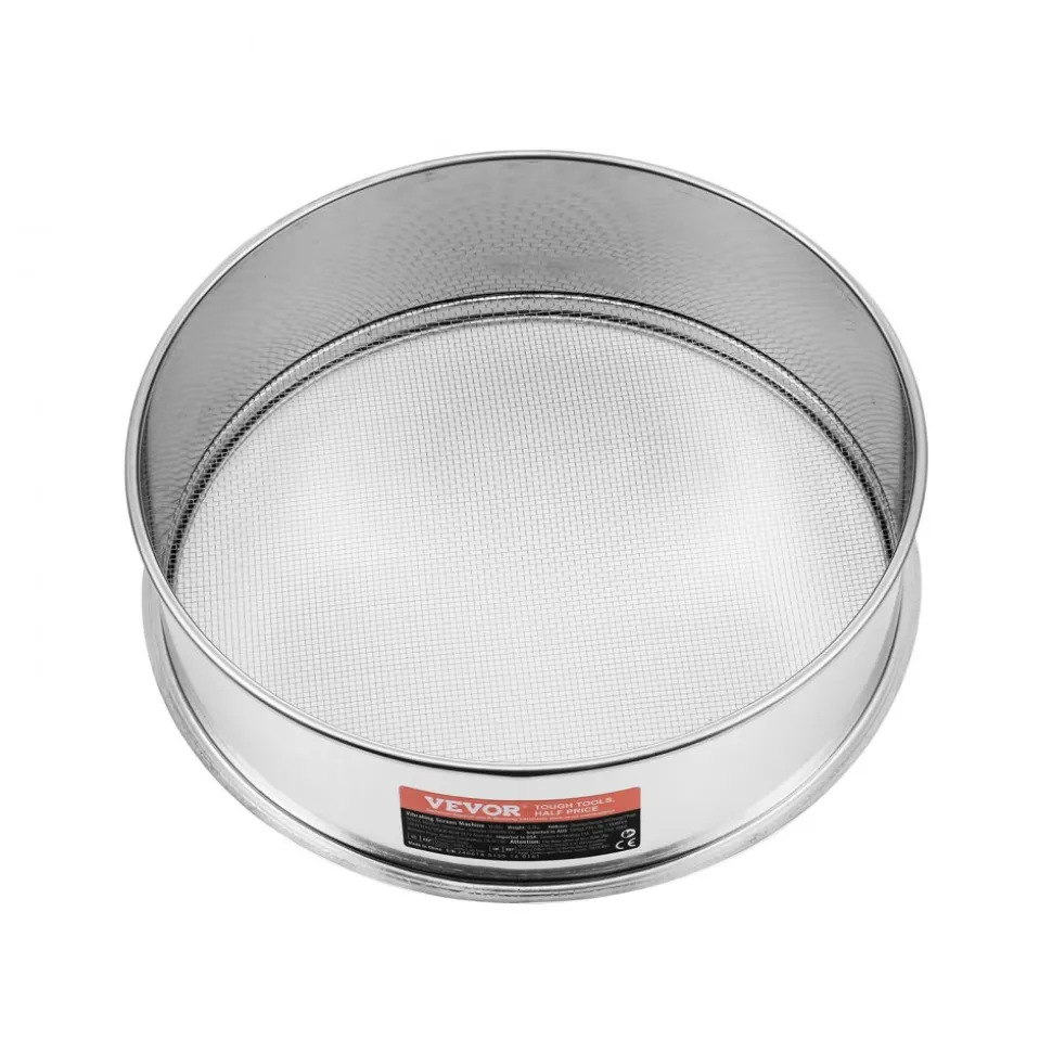 VEVOR Flour Sieve Fine Mesh, 12 Mesh Flour Sifter, 304 Stainless Steel Fine Mesh Sifter Food-grade, Dia. 12.6" Fine Mesh Strainers for Baking, 5 Sizes Mesh hole for Mungbean, Rice, Flour, Pearl Powder