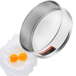 VEVOR Flour Sieve Fine Mesh, 12 Mesh Flour Sifter, 304 Stainless Steel Fine Mesh Sifter Food-grade, Dia. 12.6