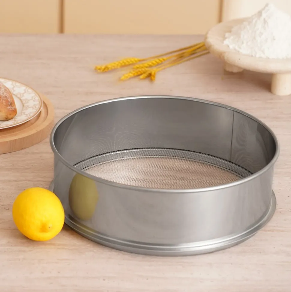 VEVOR Flour Sieve Fine Mesh, 10 Mesh Flour Sifter, 304 Stainless Steel Fine Mesh Sifter Food-grade, Dia. 12.6" Fine Mesh Strainers for Baking, 5 Sizes Mesh hole for Mungbean, Rice, Flour, Pearl Powder