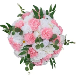VEVOR Flower Ball Arrangement Bouquet 10 PCS, 17.7-Inch Diameter Artificial Flower Balls Wedding Table Centerpieces, Rose Arrangements for Wedding Centerpiece Home Decorations, Pink and White Roses