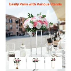 VEVOR Flower Ball Arrangement Bouquet 10 PCS, 17.7-Inch Diameter Artificial Flower Balls Wedding Table Centerpieces, Rose Arrangements for Wedding Centerpiece Home Decorations, Pink and White Roses