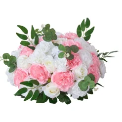 VEVOR Flower Ball Arrangement Bouquet 10 PCS, 17.7-Inch Diameter Artificial Flower Balls Wedding Table Centerpieces, Rose Arrangements for Wedding Centerpiece Home Decorations, Pink and White Roses