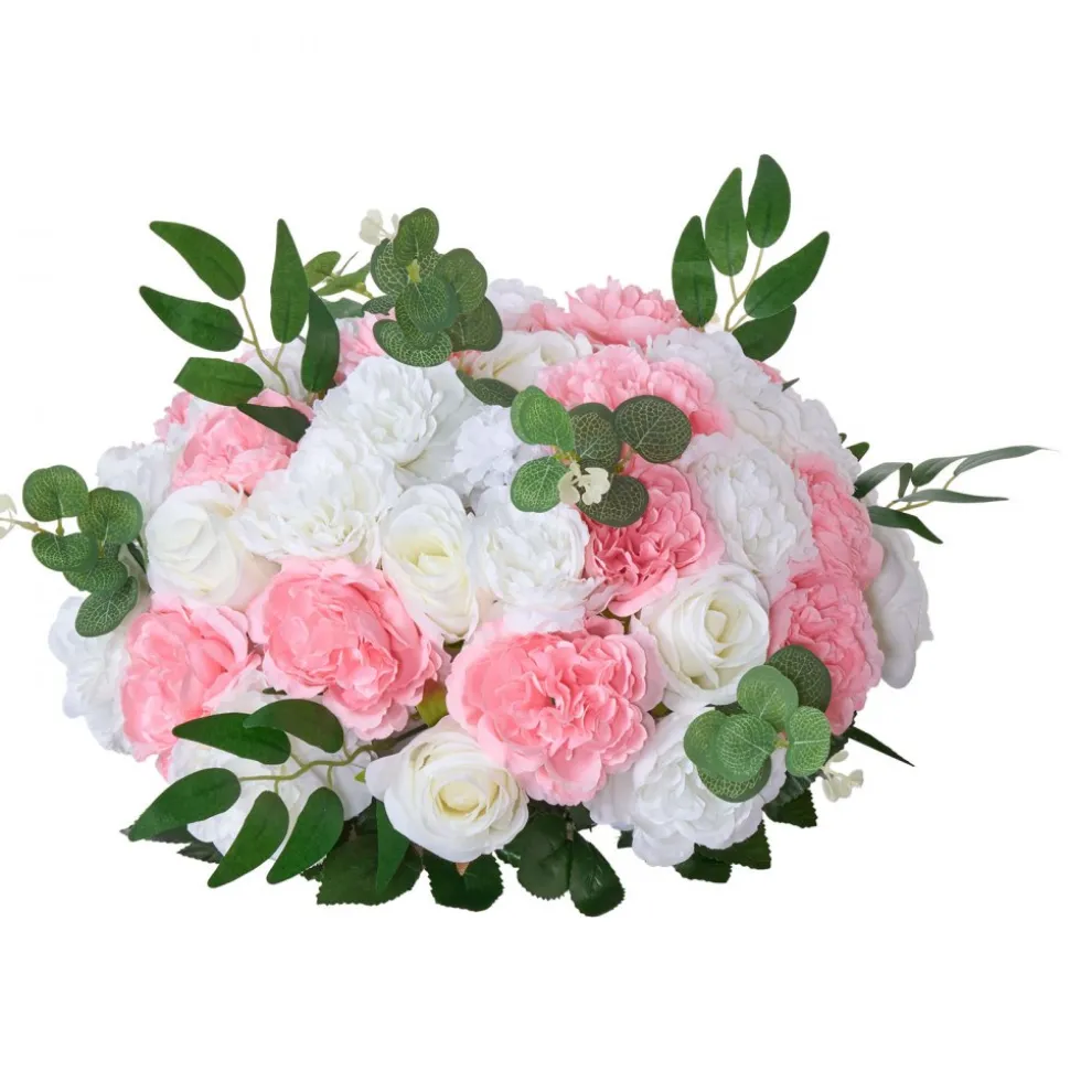 VEVOR Flower Ball Arrangement Bouquet 10 PCS, 17.7-Inch Diameter Artificial Flower Balls Wedding Table Centerpieces, Rose Arrangements for Wedding Centerpiece Home Decorations, Pink and White Roses