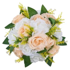 VEVOR Flower Ball Arrangement Bouquet 10 PCS, 9.5-Inch Diameter Artificial Flower Balls Wedding Table Centerpieces, Rose Arrangements for Wedding Centerpiece Home Decoration, Champagne & White Roses