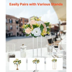 VEVOR Flower Ball Arrangement Bouquet 10 PCS, 9.5-Inch Diameter Artificial Flower Balls Wedding Table Centerpieces, Rose Arrangements for Wedding Centerpiece Home Decoration, Champagne & White Roses