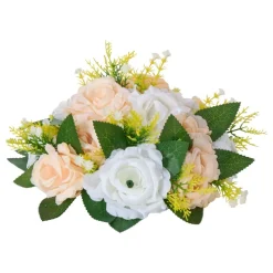 VEVOR Flower Ball Arrangement Bouquet 10 PCS, 9.5-Inch Diameter Artificial Flower Balls Wedding Table Centerpieces, Rose Arrangements for Wedding Centerpiece Home Decoration, Champagne & White Roses