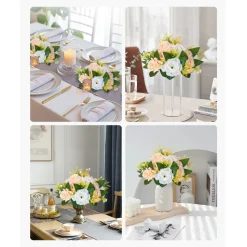 VEVOR Flower Ball Arrangement Bouquet 10 PCS, 9.5-Inch Diameter Artificial Flower Balls Wedding Table Centerpieces, Rose Arrangements for Wedding Centerpiece Home Decoration, Champagne & White Roses
