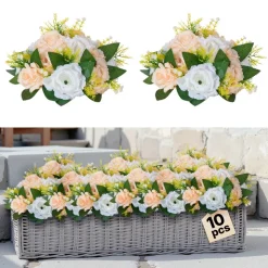 VEVOR Flower Ball Arrangement Bouquet 10 PCS, 9.5-Inch Diameter Artificial Flower Balls Wedding Table Centerpieces, Rose Arrangements for Wedding Centerpiece Home Decoration, Champagne & White Roses