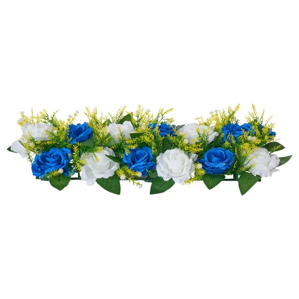 VEVOR Flower Ball Arrangement Bouquet 10 PCS, 19.6 x 8.6 Inch Artificial Flower Balls Wedding Table Centerpieces, Faux Rose Arrangements for Wedding Centerpiece Home Decoration, Blue and White Roses