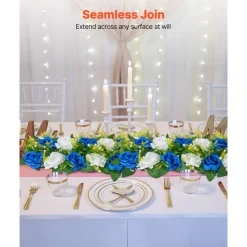 VEVOR Flower Ball Arrangement Bouquet 10 PCS, 19.6 x 8.6 Inch Artificial Flower Balls Wedding Table Centerpieces, Faux Rose Arrangements for Wedding Centerpiece Home Decoration, Blue and White Roses