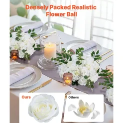 VEVOR Flower Balls Arrangement Bouquet 10 PCS, 17.7-Inch Diameter Artificial Flower Balls Wedding White Roses Centerpieces, Faux Flowers Arrangements for Wedding Centerpiece Home Table Decorations